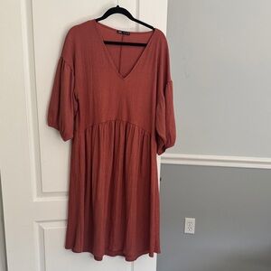 Zara Textured Knit Top in Terracotta